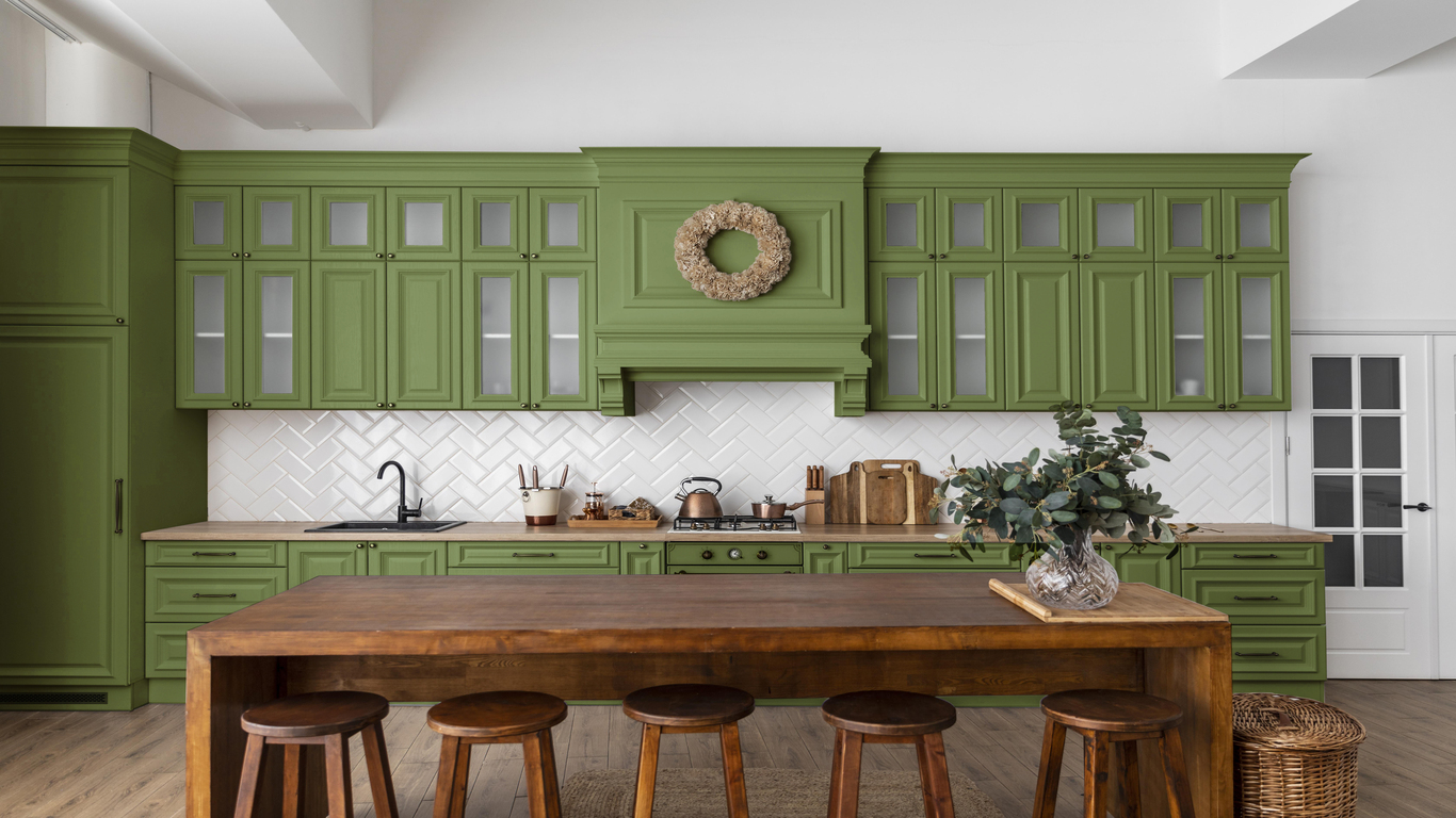 Green Shaker Style Cabinets