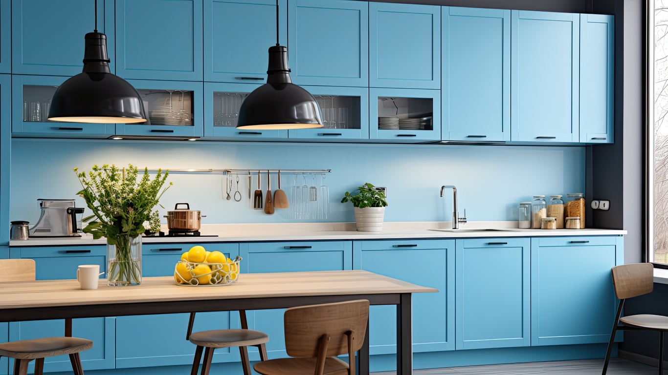 Modern Blue Kitchen Cabinets