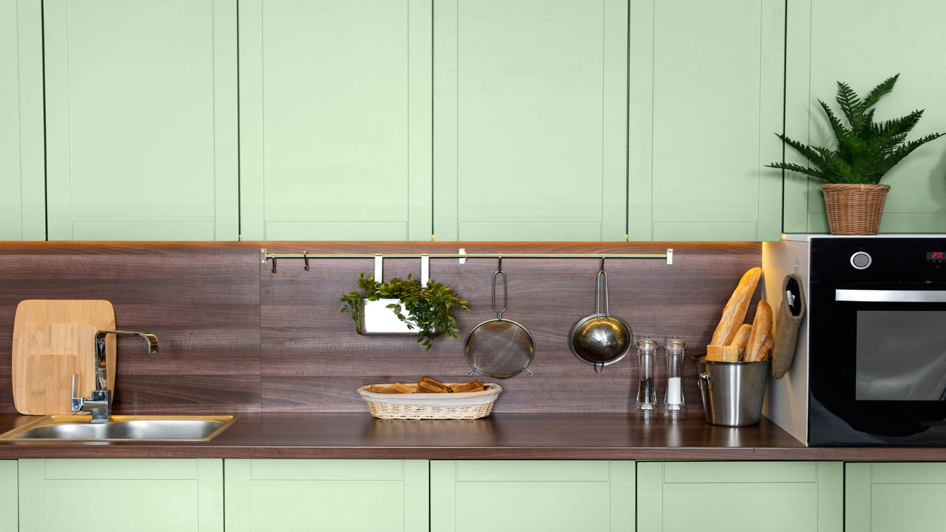 3. Modern Sage Green Kitchen Cabinets